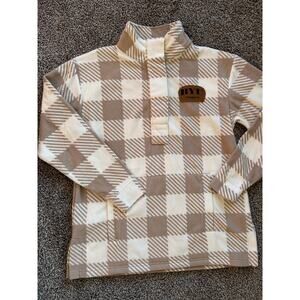 NCAA BYU Cougars Women's Buffalo Checkered 1/4 Zip Fleece Pullover Jacket nwt